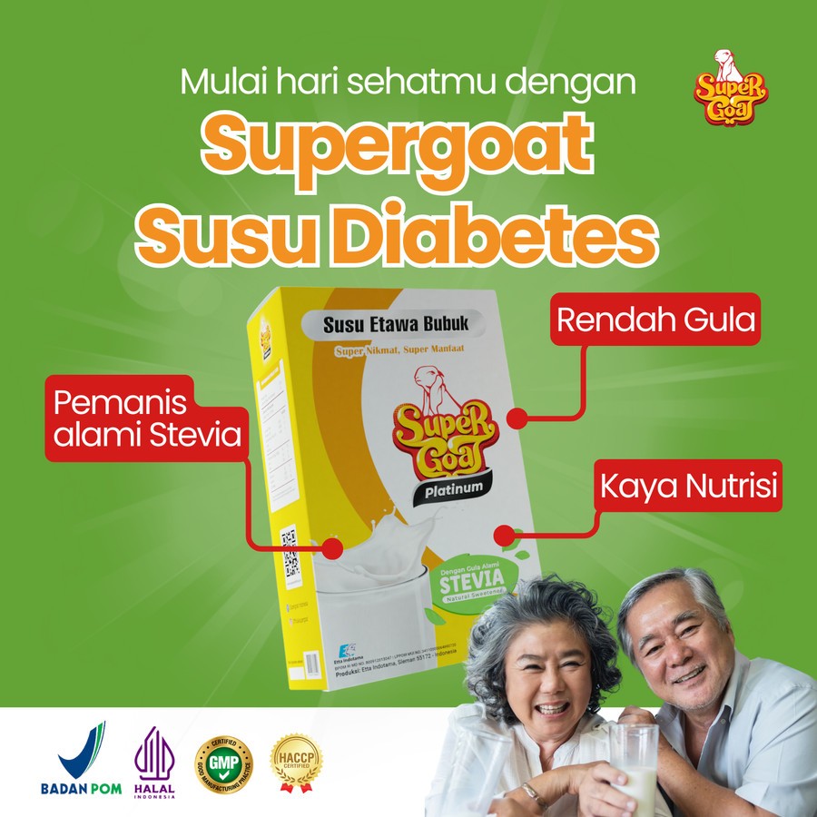 

SUPERGOAT STEVIA SUSU KAMBING PLATINUM KHUSUS DIABETES PAKET 1 BOX 200gr ORIGINAL SUPERGOAT