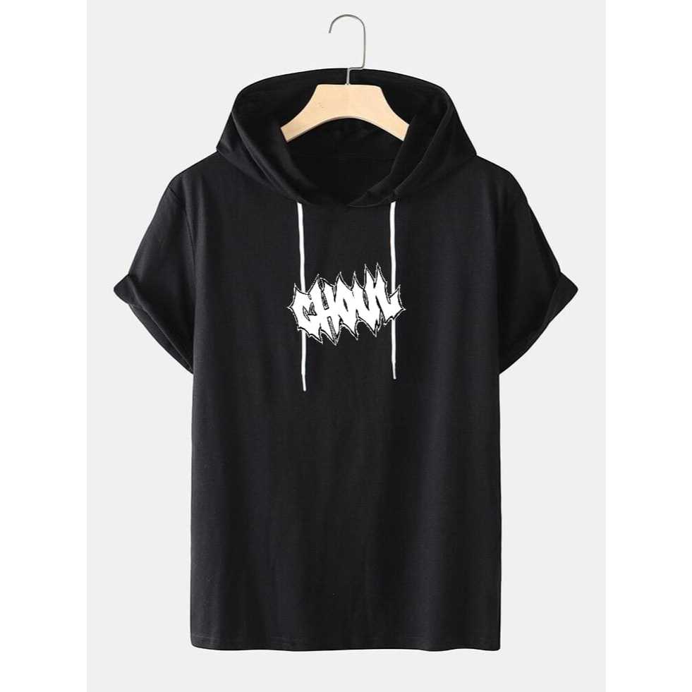 Kaos Bertopi Kupluk Hoodie Lengan Pendek Pria