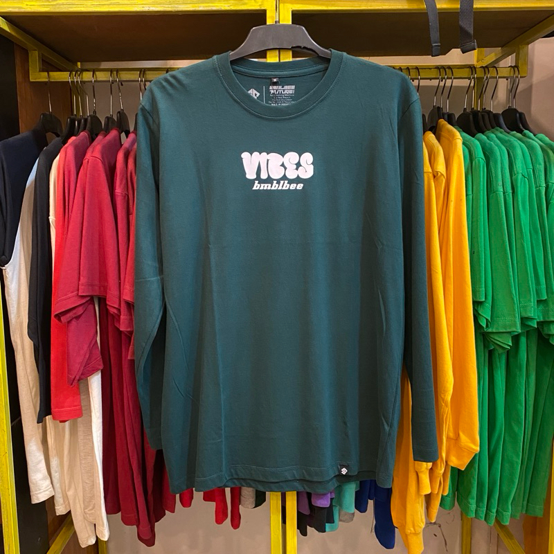bmblbee longslevee vibes - hijau botol / kaos pria