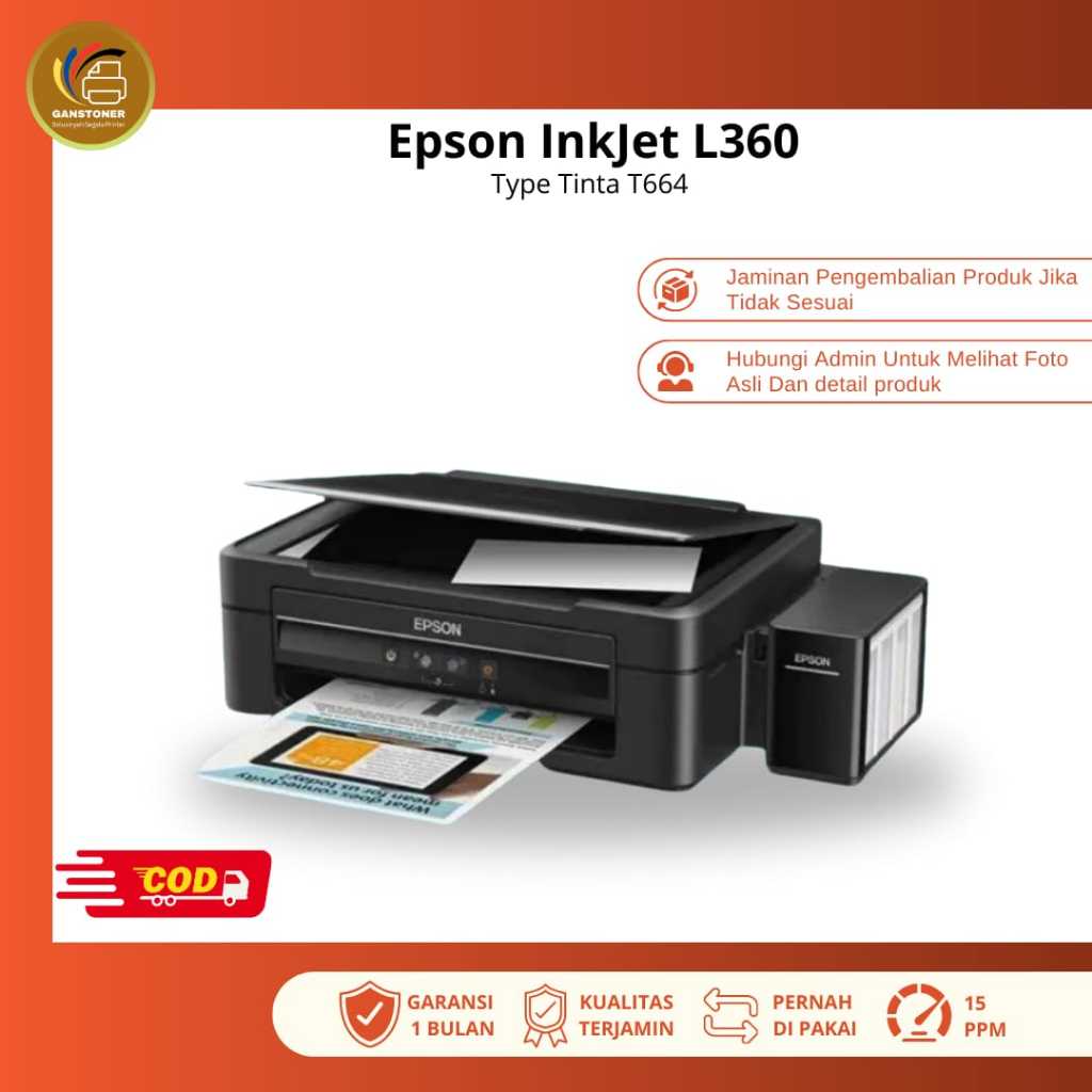 printer inkjet epson l360 scan copy A4 nozzle full