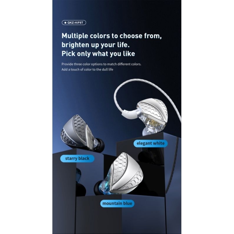 QKZ Hi6T Dynamic Earphone Hi-Res HiFi Stereo Surround Music Earphone