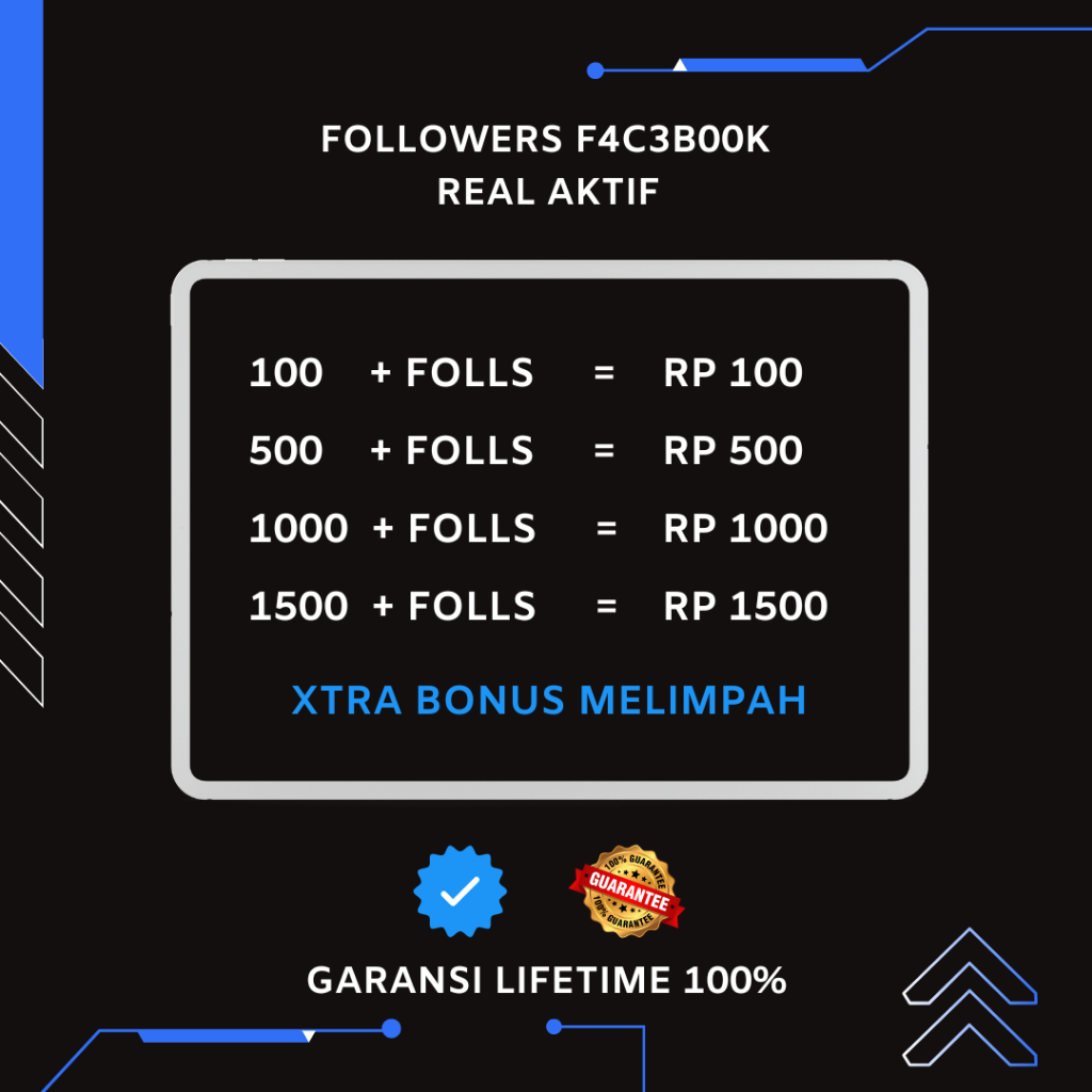 FOLLOWERS PROFILE PAGE FB QUALITY TERBAIK 100% TERPERCAYA FOLLOWER REAL AKTIF INDONESIA PERMANENT