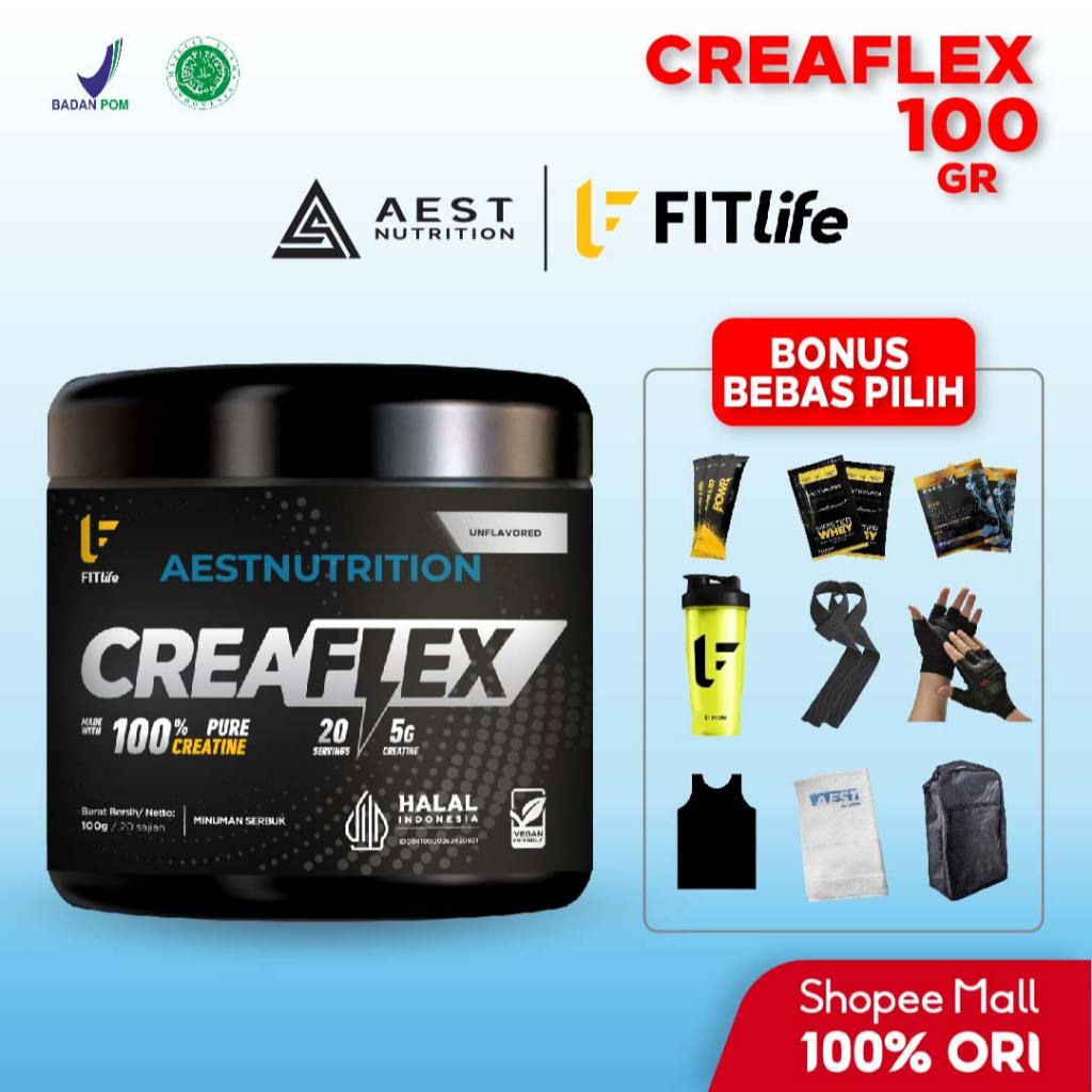 Fitlife CreaFLEX 100 gr 100% Creatine Pure Monohydrate Supplement Fitness Gym