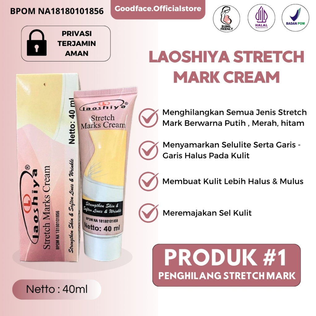 LAOSHIYA STRETCH MARKS CREAM ORIGINAL BPOM STRETCH MARKS LAOSHIYA PENGHILANG STRECT MARK