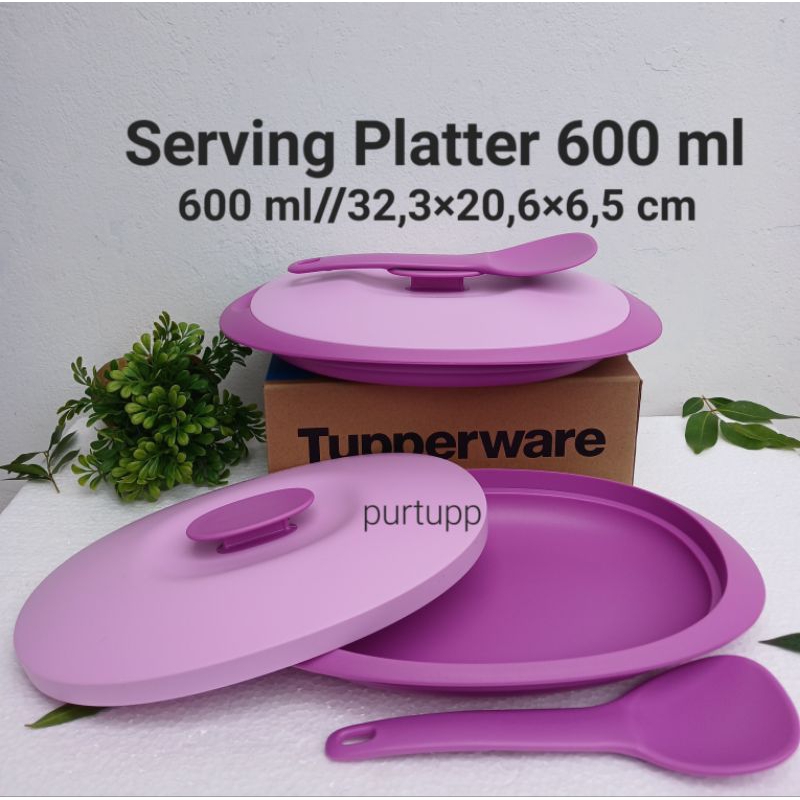 Tupperware wadah saji Blossom Serving Platter with spoon@ 600 ml/32x20x6,5 cm, harga satuan