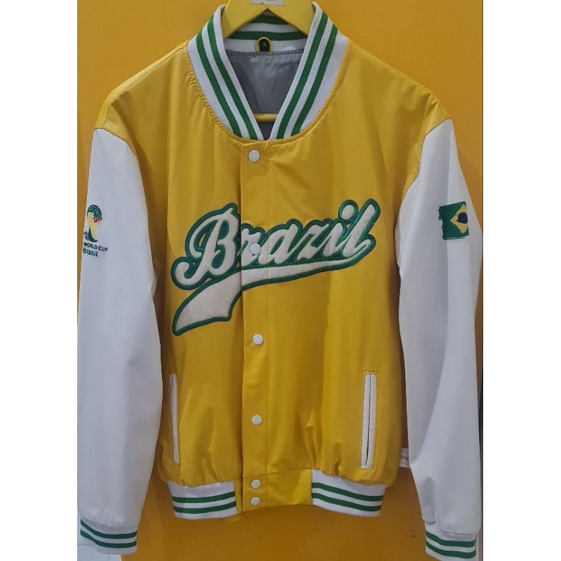 Jaket Varsity BRAZIL Kulit Second Thrift Preloved