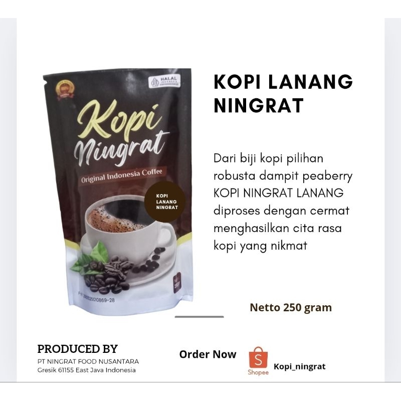 

Kopi Lanang Ningrat 250gram bubuk kopi ningrat java robusta Peaberry