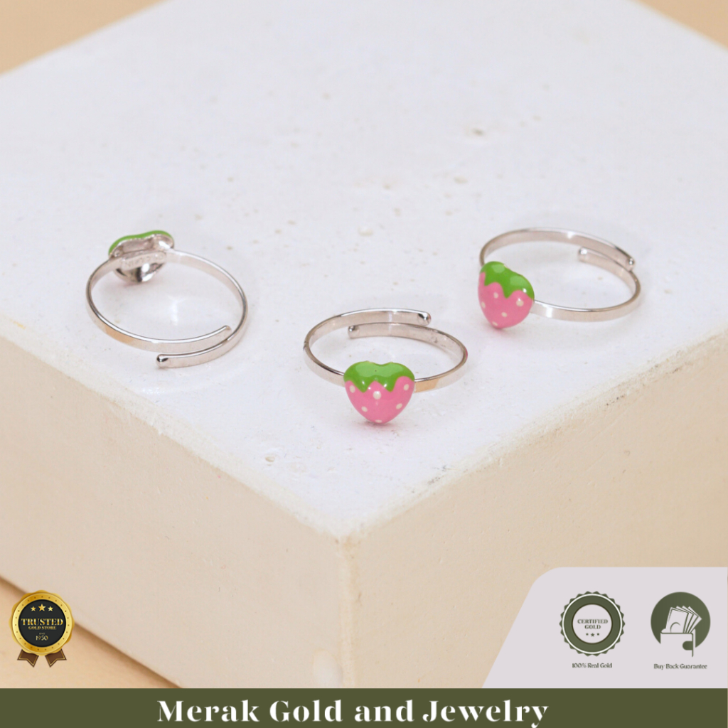 Merak Gold - Cincin Anak Balita Size Bisa di Adjust Model Strawberry | Emas Tua Kadar 17K