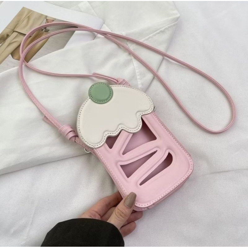 tas gantungan hp model es krim bisa buat semua type hp selempang tas lucu wanita