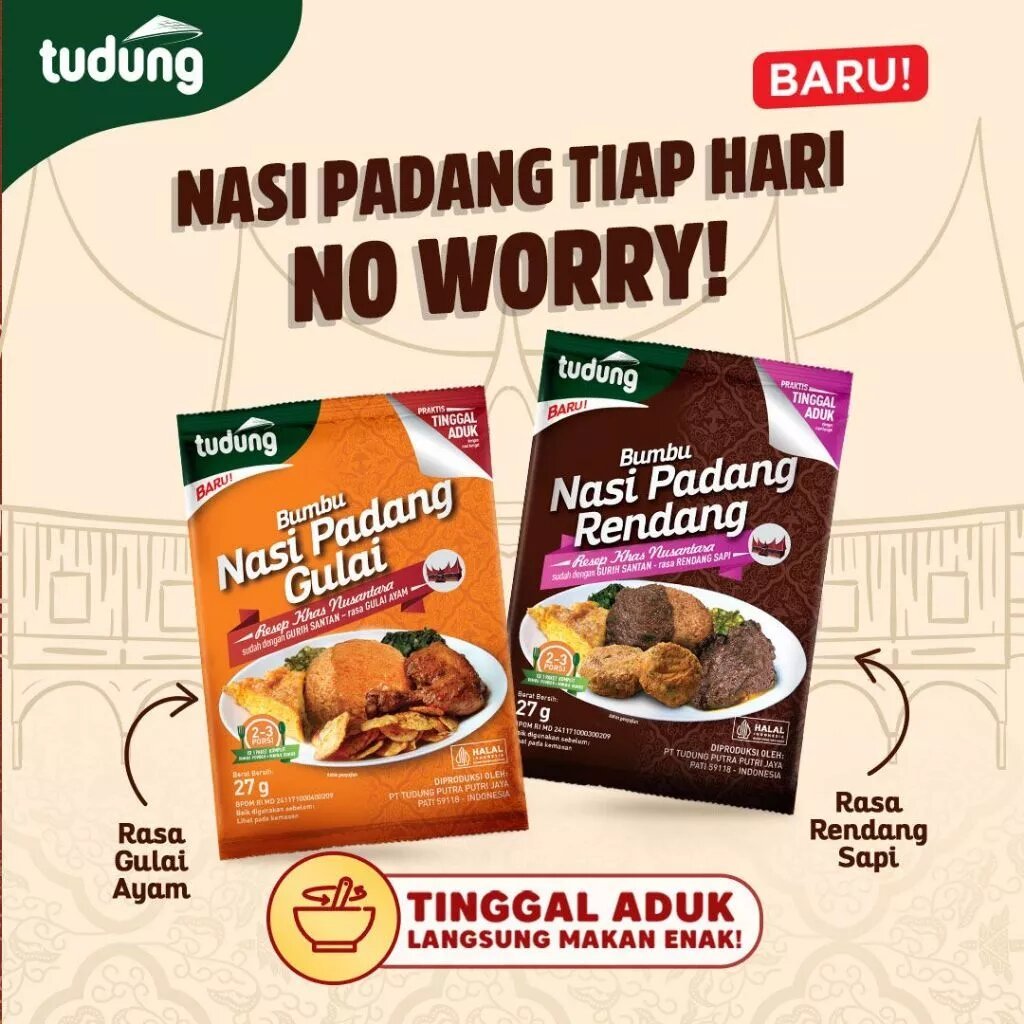 

TUDUNG Bumbu Instan Nasi Padang Gulai / Rendang 27gr
