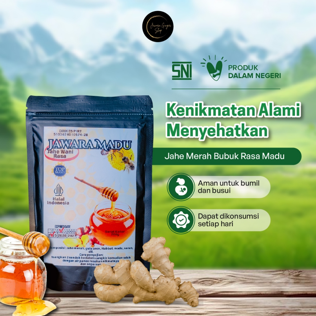 

Jahe Merah Bubuk Rasa Madu 250gr Minuman Serbuk Jahe Merah Untuk Meningkatkan Imunitas Tubuh by Jawara