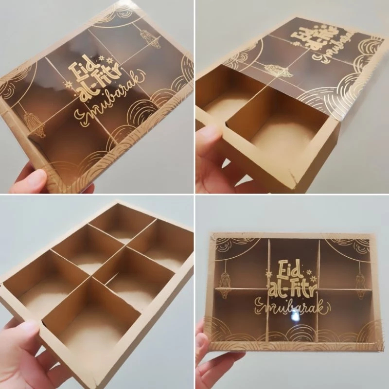 

5 pcs dus edisi lebaran kemasan kue kering box packaging hampers sekat 6 ukuran 7.5x7.5 cm