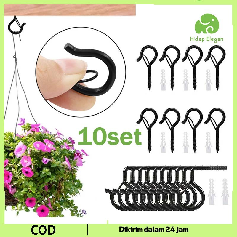 10pcs Sekrup Pengait Skrup Gantungan Anti Jatuh  Sekrup Gantungan Tutup Screw Hook Sekrup Tanda Tany