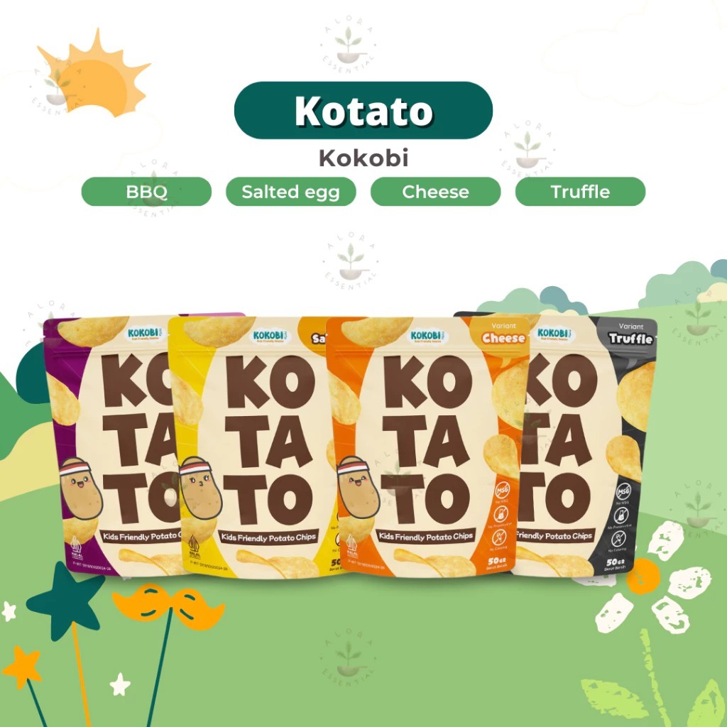 

Kokobi Kotato - Kids Friendly Potato Chips BBQ 50gr - Keripik Kentang