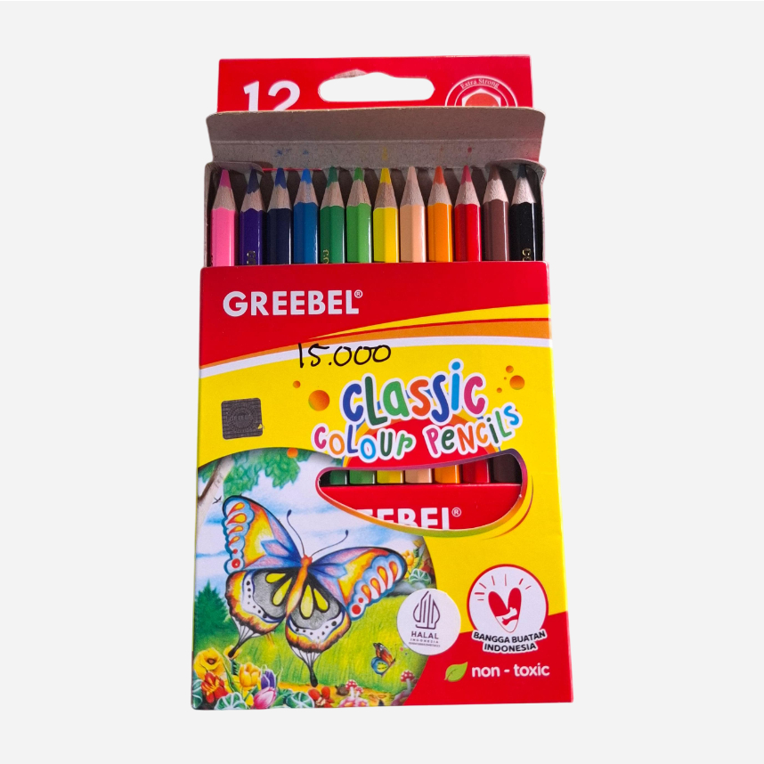 

GREEBEL Pinsil Cat Kayu 12 Warna Pendek