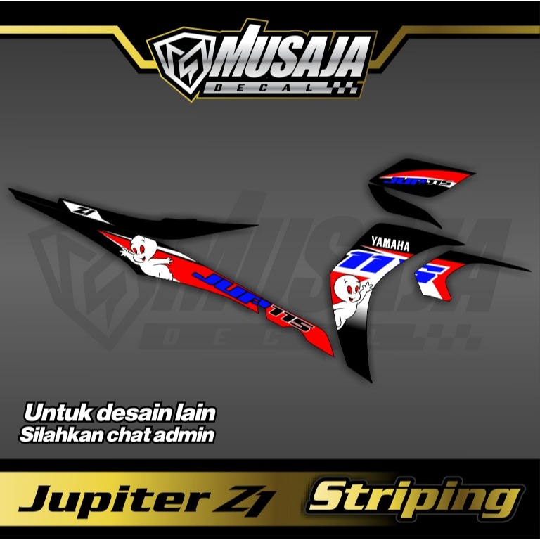 Stiker Striping Jupiter Z1  atau jupiter merah biru putih casper premium Transparan uv glossy superg