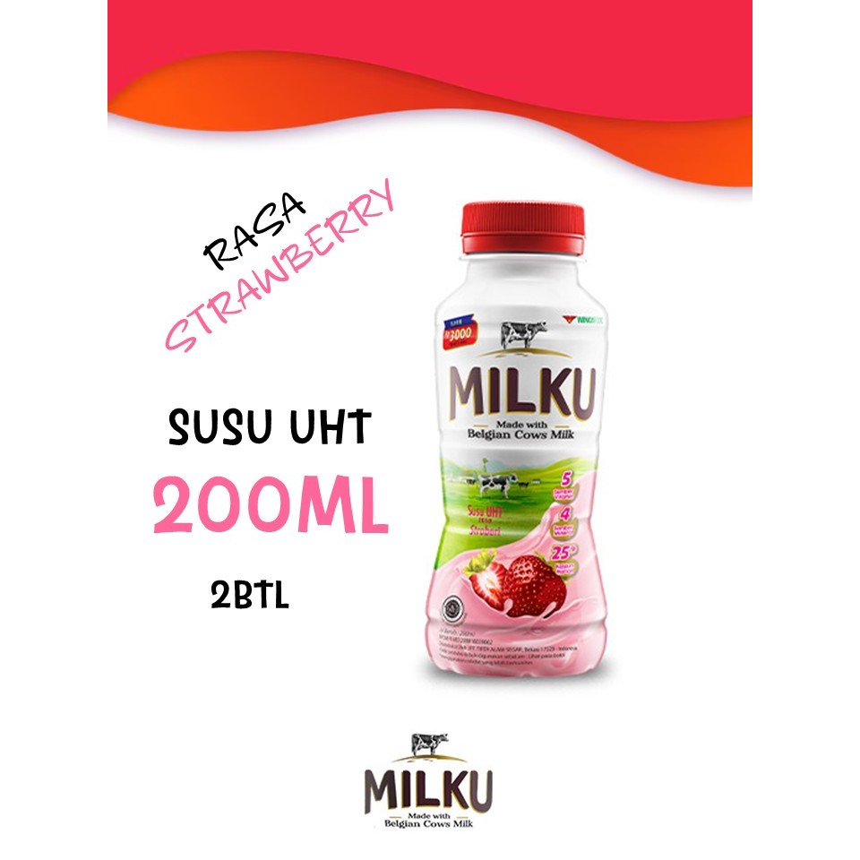 

Milku Susu UHT Rasa Stroberi 200 ml x2 botol