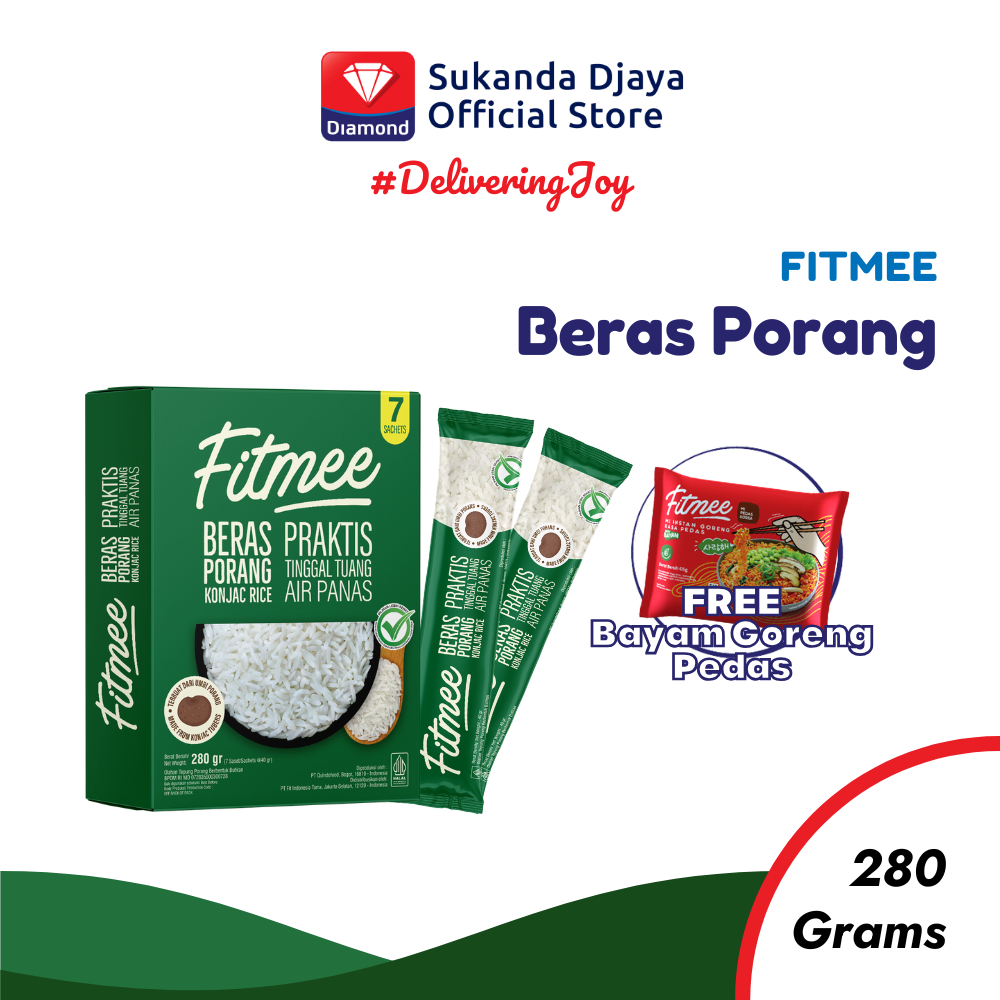

Fitmee Beras Porang 280 gr FREE 1 Pcs Fitmee Mie Bayam Goreng Pedas 65 Gr