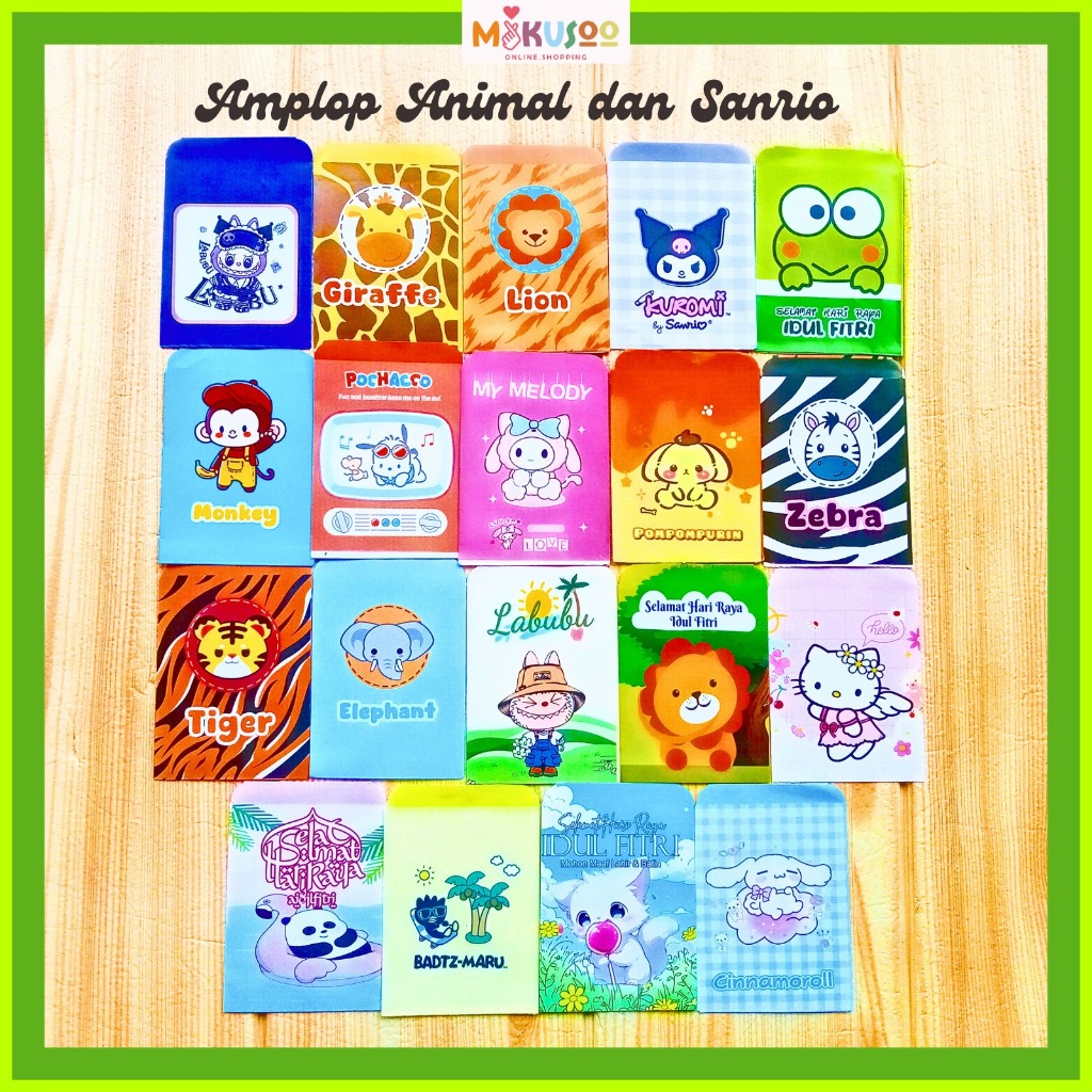 

Mikusoo Amplop Angpau Uang Lebaran Kartun Sanrio Animal 1 Set Isi 10 pcs