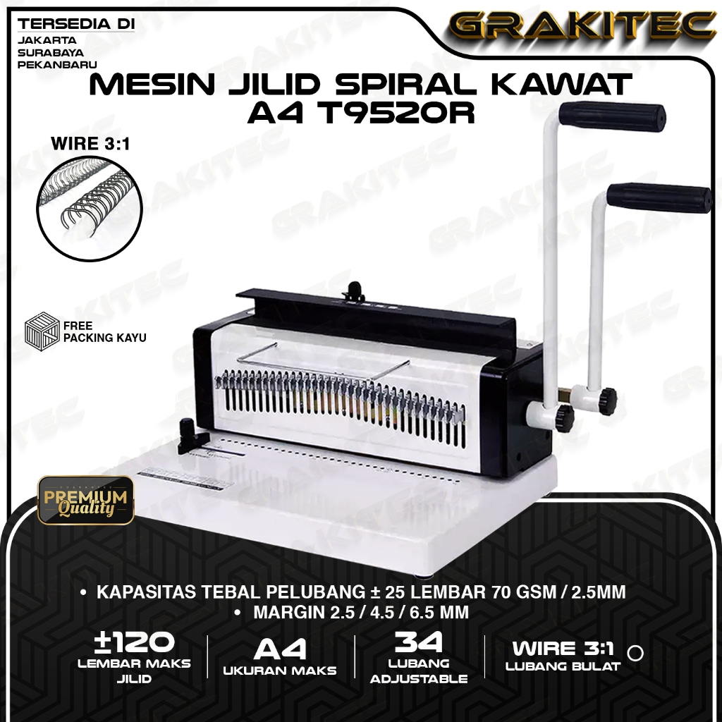 

Mesin Jilid Spiral Kawat GRAKITEC T9520R A4 ATAU TD 1231 GRAKITEC