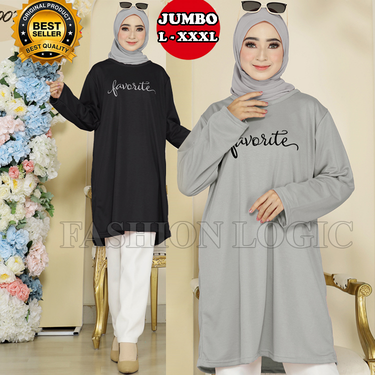 MURAH ATASAN TUNIK KAOS LENGAN PANJANG JUMBO WANITA BIGSIZE LD 120 - LD 130 - LD 140 UKURAN XXL -
