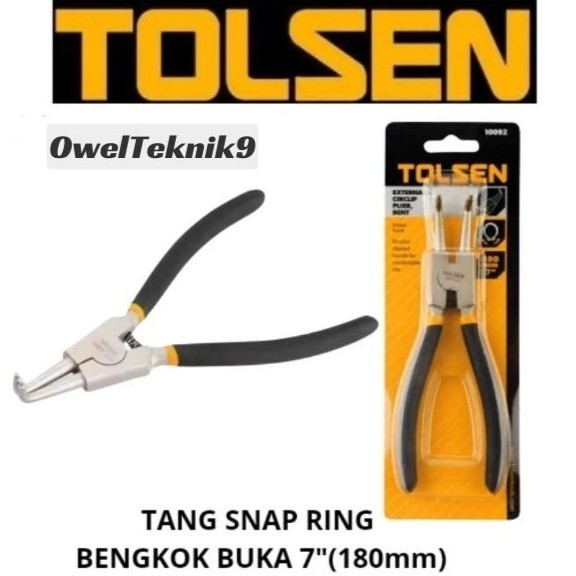 JHTeknik Tang Snap Ring Bengkok Buka 7" (180mm) TOLSEN 10092/Tang Snap Ring Gagang Karet Bengkok Buk