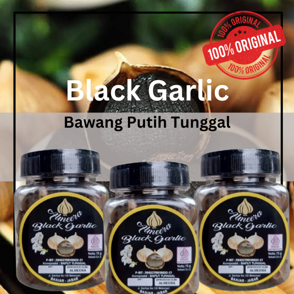 

Bawang Lanang Lokal Jawa Jumbo 1 Botol Original Almeera Black Garlic Herbal | Bawang Putih Hitam Tunggal