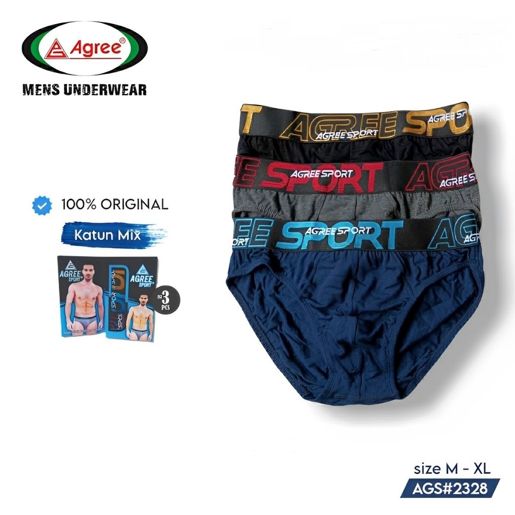 ( 3pc ) CD Agree 2328 | Celana Dalam Pria Agree Sport Karet Boxer | CD Pria Agree - Enggane