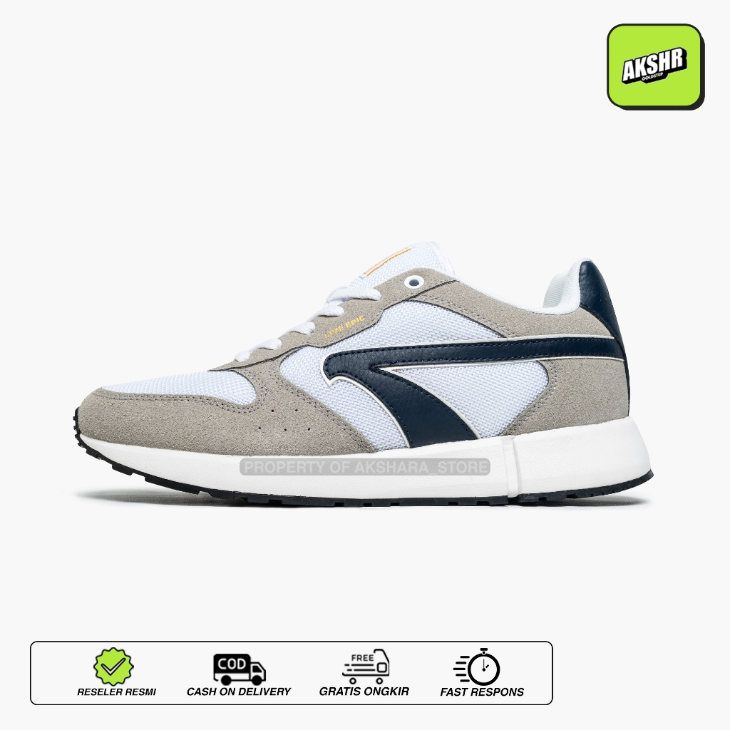 BRODO - Sepatu Sneakers BRODO CORSA CLASSIC WHITE NAVY Unisex Pria Wanita