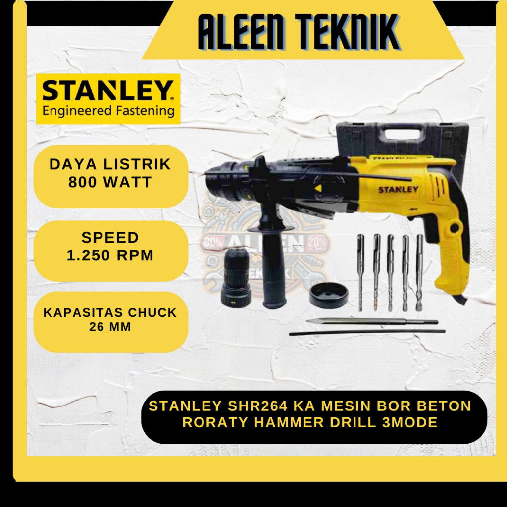 STANLEY SHR264 KA Mesin Bor Beton Roraty Hammer Drill 3mode STANLEY SHR264KA Stanley Mesin Bor Beton