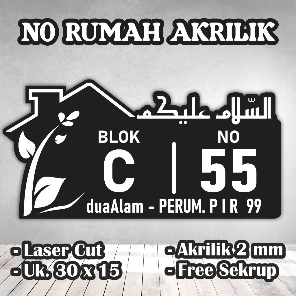 Papan Nomor Rumah Lampu Akrilik Nama Toko Coffee Akrilik - Rumah 30x15cm