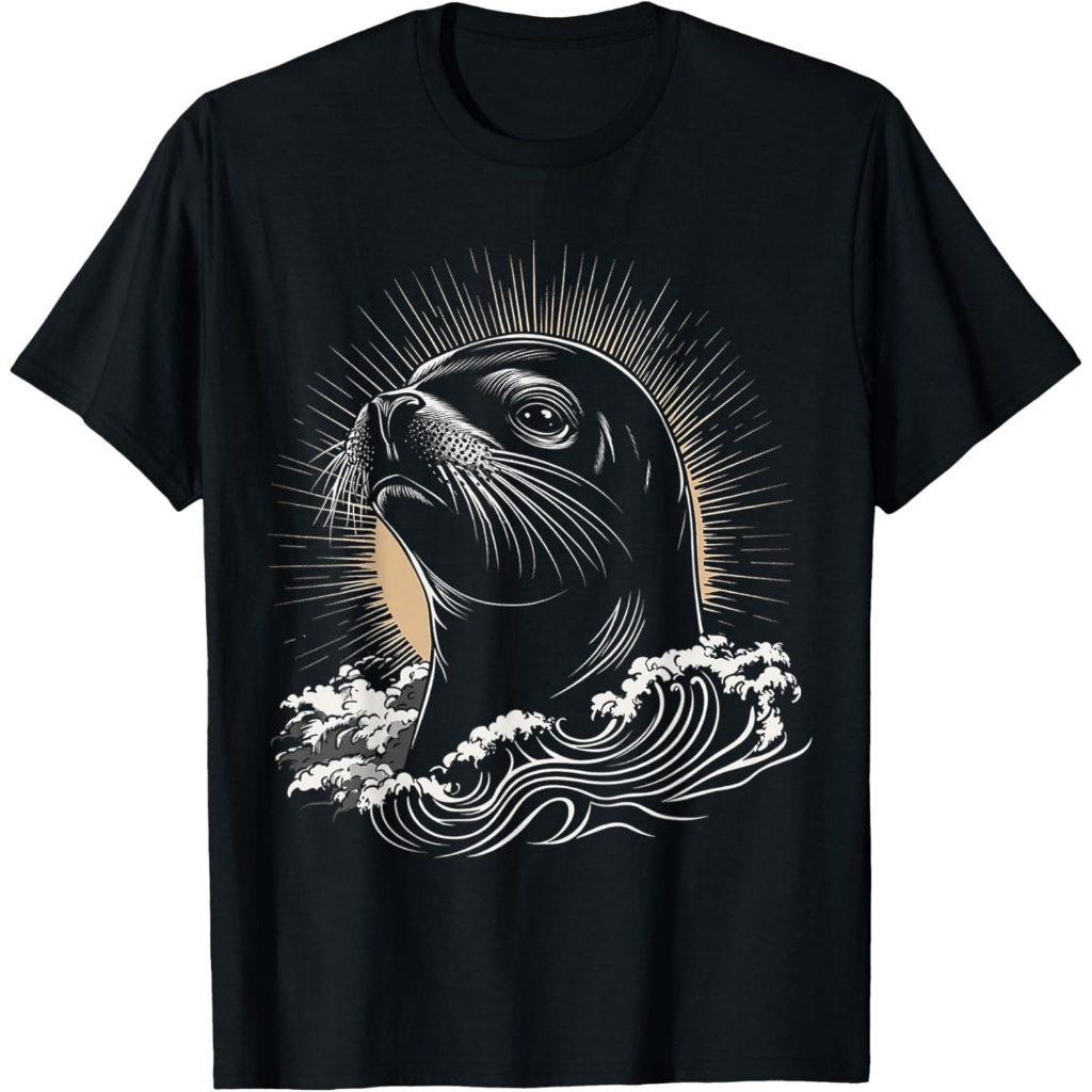 Karya Seni Motif Hewan Anjing Laut Kaos Anjing Laut