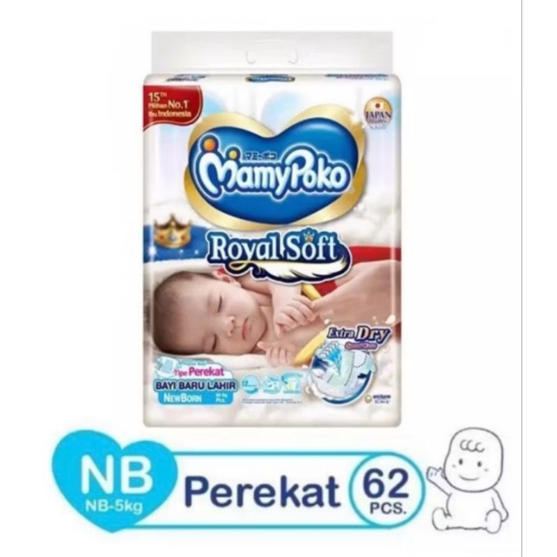 MAMYPOKO ROYAL SOFT PEREKAT NEWBORN 62PCS