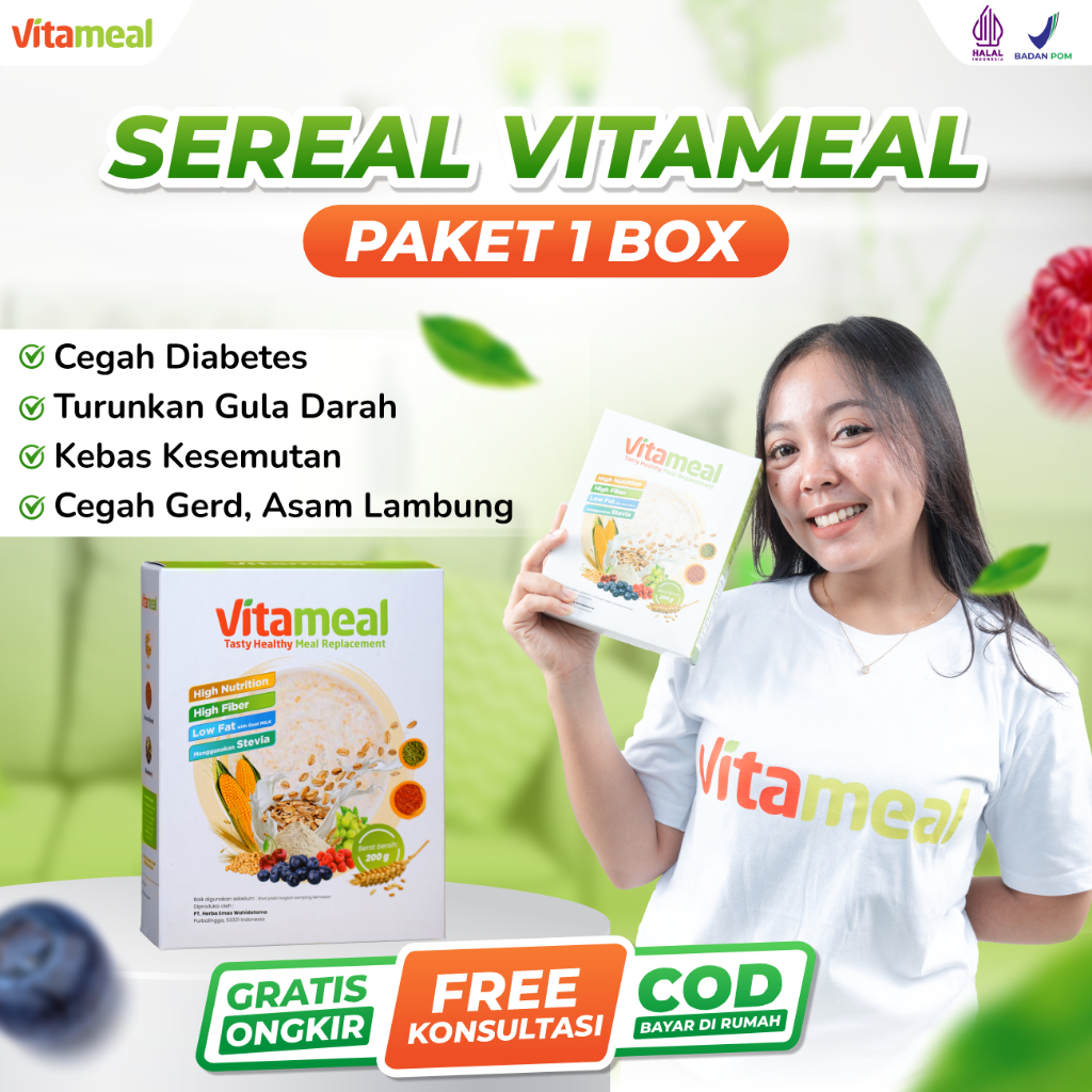 

Vitameal 1 Box - Sereal Sehat Multigrain Ampuh Turunkan Gula Darah Ampuh Cegah Diabetes Kolesterol Kebas Kesemutan Alami Tanpa Efek Samping Vitameal Diabetes Vitameal Sereal Vitameal Multigrain