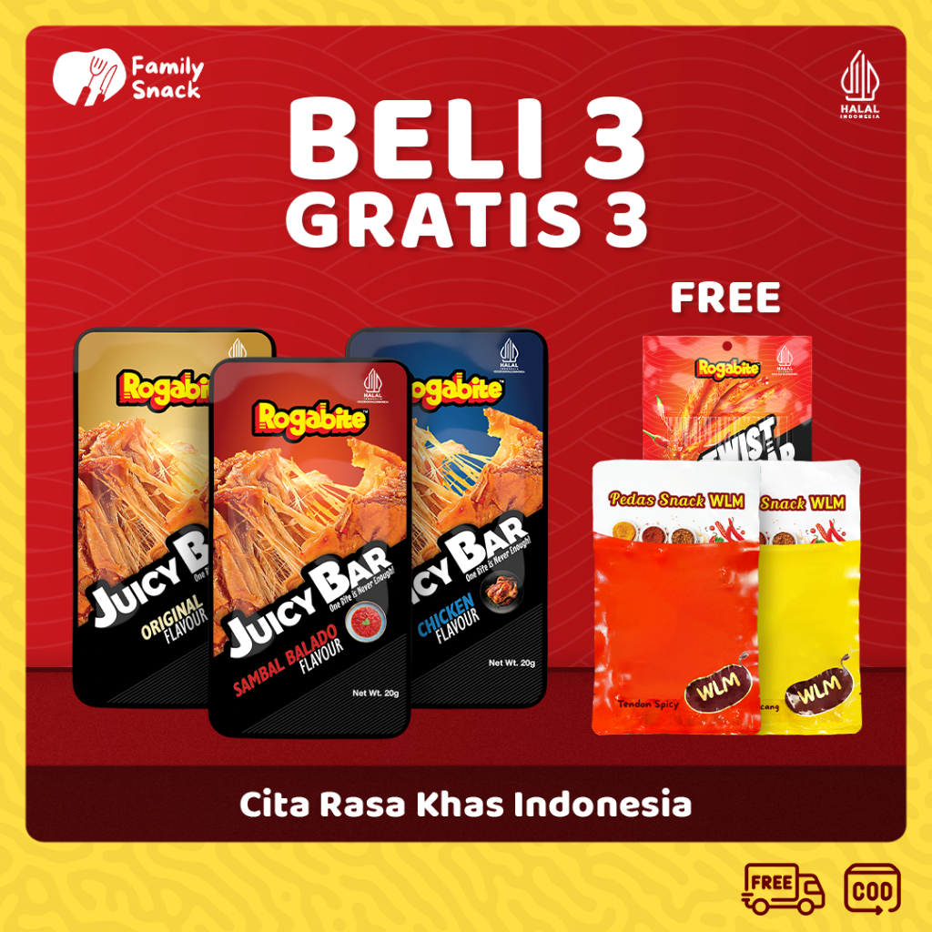 

Family Snack - [HALAL] Juicy Bar [Buy 3 Get 3] Free WLM & Twist Bar High Protein | Snack Bundle | Camilan Makanan Ringan