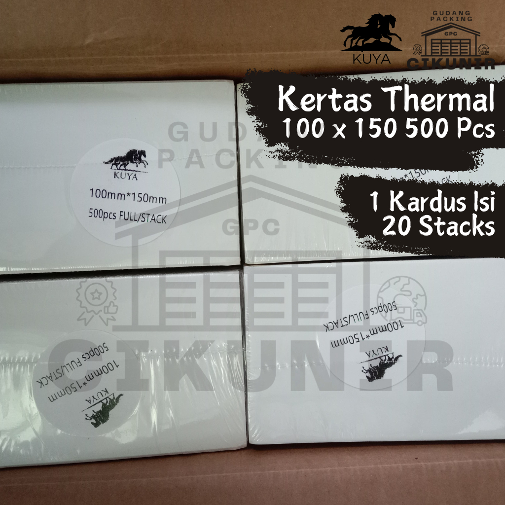 

Kertas Thermal Kuya 100mm x 150mm 500 Lembar Kotak/Lembaran 1 DUS