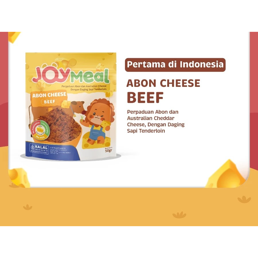 

RADYSA - JoyMeal Abon Cheese Beef - Abon Cheese Chicken - Abonori Fish - Abonori Chicken Original 50gr Perpaduan Abon Sapi Tenderloin dan Australian Cheddar Cheese Joy Meal