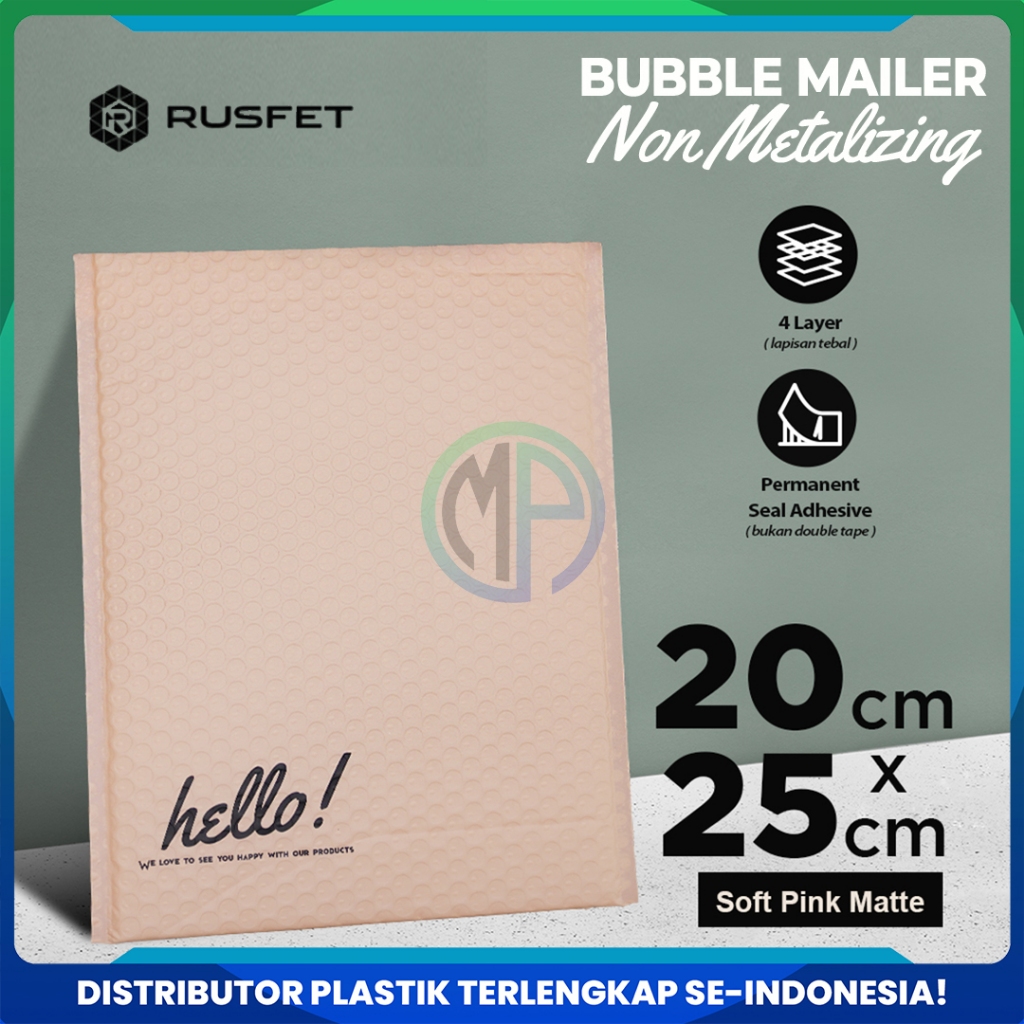 

Amplop Bubble Mailer Pink 20 x 25 cm Rusfet Premium Satuan / Ecer Murah Hello Series