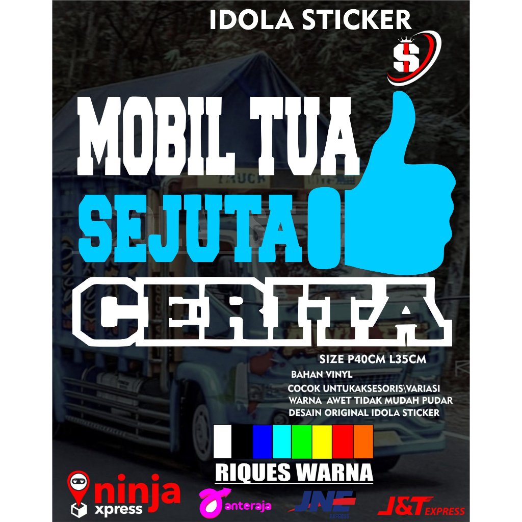 STIKER MOBIL KACA SAMPING STIKER KATA KATA TERBARU MOBIL TUA PUNYA CERITA