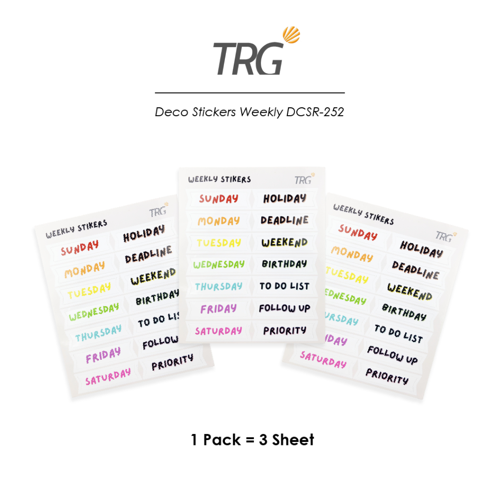 

TRG Deco Weekly Stickers DCSR-252 - Stiker Jadwal Tempel Lucu Untuk Journal Notebook Planner Scrapbook TRG