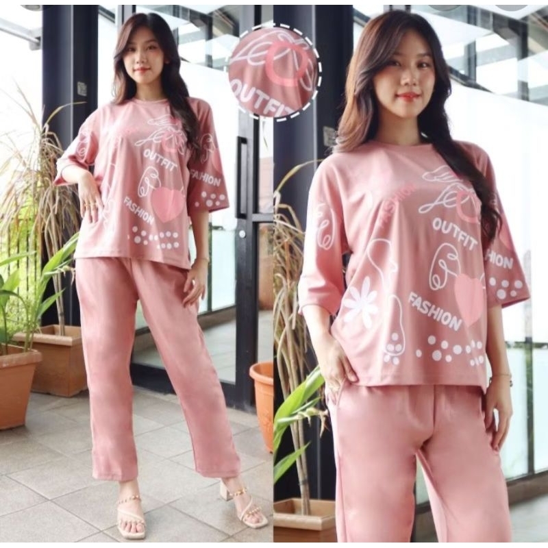 SETELAN MODIS PAKAIAN WANITA KAOS & CELANA NYAMAN