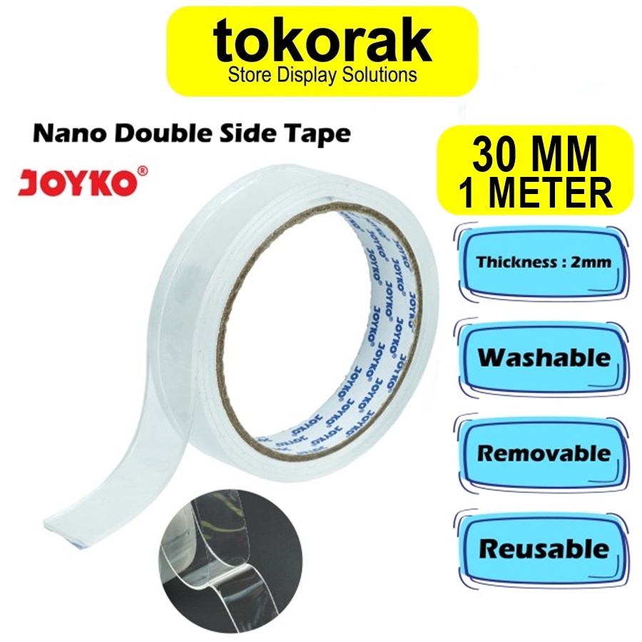 

NANO DOUBLE SIDED TAPE 30 MM X 1 METER JOYKO PITA PEREKAT DUA SISI NDST-1 DOUBLE TAPE NANO BENING TRANSPARAN 1M DOBLE TIP BENING