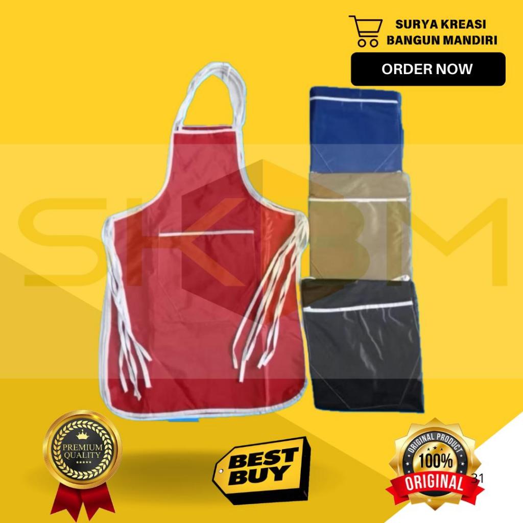CELEMEK POLOS - APRON POLOS WARNA - CELEMEK DAPUR - APRON MASAK - CELEMEK ANTI AIR - CELEMEK ANTI MI