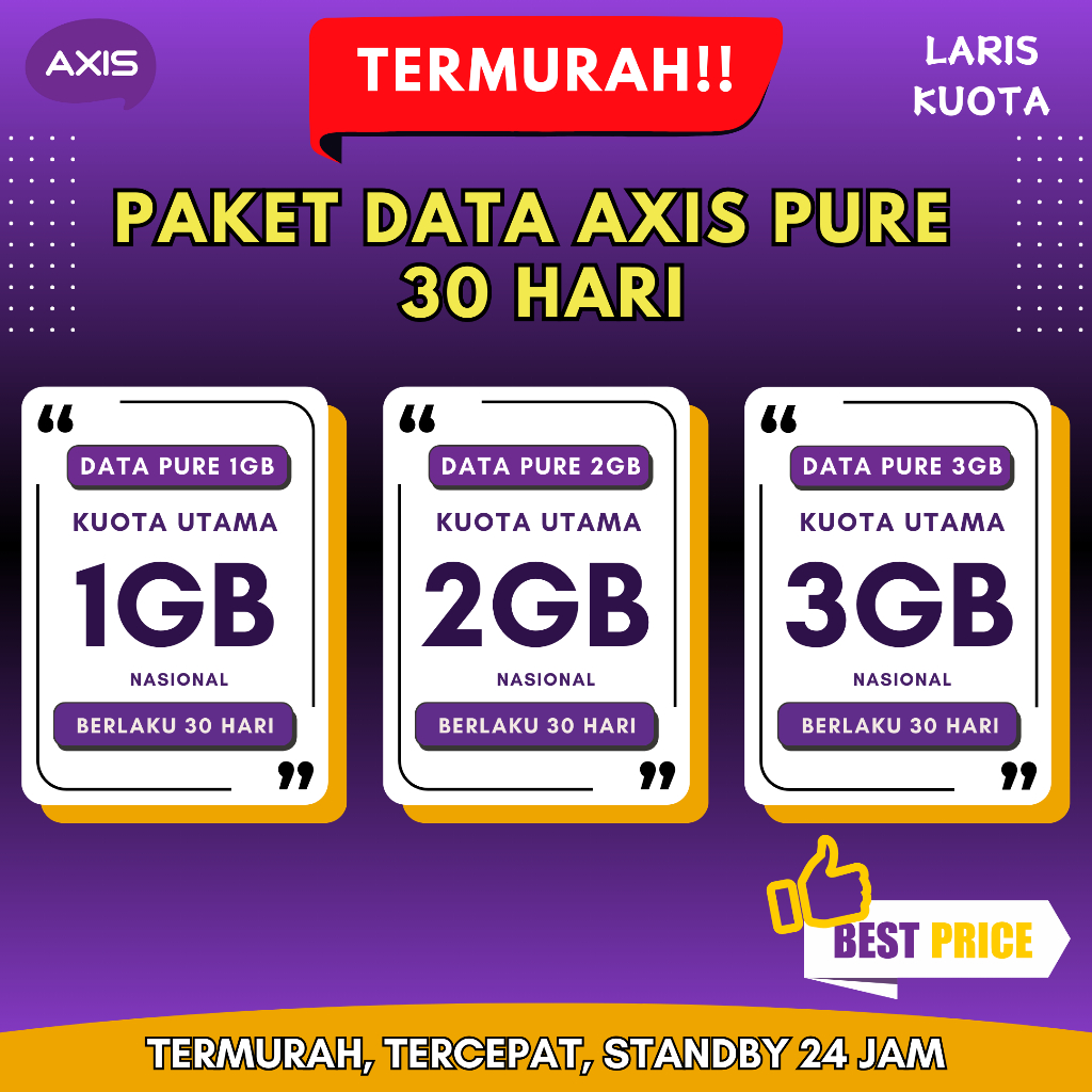 Paket Data Kuota Axis Pure Bulanan 30 Hari Termurah Kualitas Terbaik