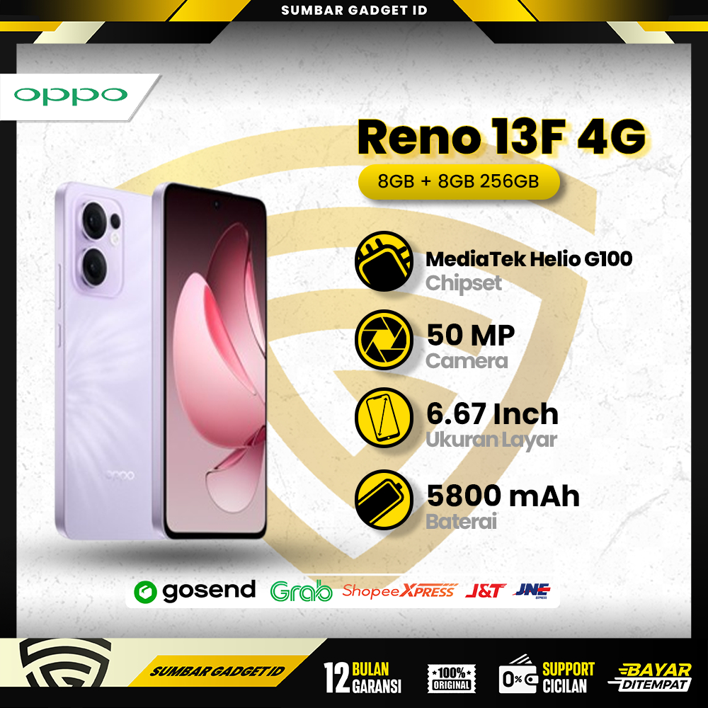 Oppo Reno 13F 4G 8+8/256GB Hp Android Smartphone Original Garansi Resmi