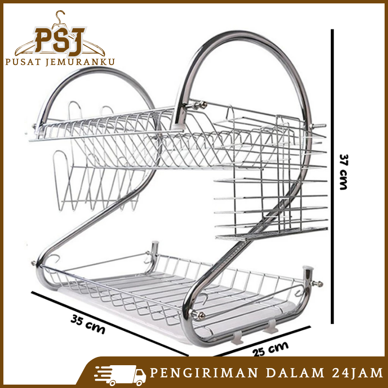 Gratong Rak Piring / Rak Piring Stainless / Rak Piring Fawsline / Rak Pengering Piring 2 Susun
