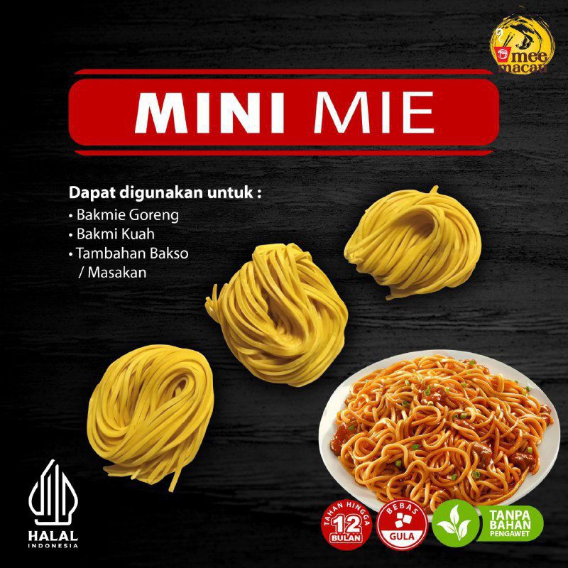 

Mini Mie Kering | Mie Telur Kering | Mie Goreng Jawa | Mie Seblak Bakso Soto | Bakmie Goreng Jawa | Bakmie Kuah | Mi Ayam | Pangsit Mie Ayam | Mie Halal | Bakmi Mie