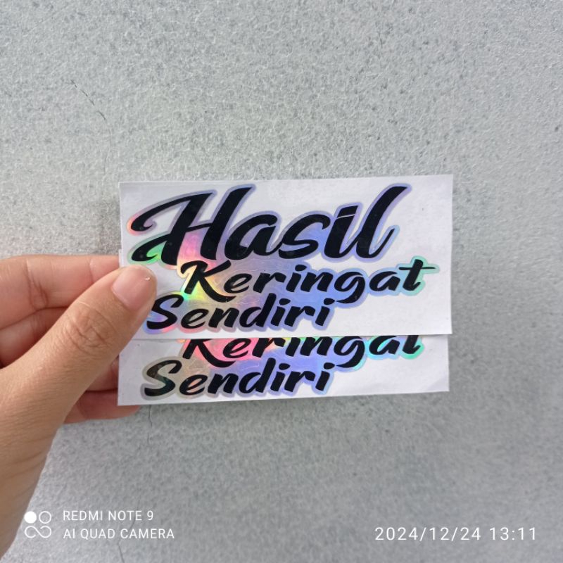 

Stiker Hologram Tulisan Hasil Keringat Sendiri/ Stiker motor / Stiker mobil Stiker cutting Kaca / Stiker Pintu / Stiker Ajaib bisa Berubah Warna