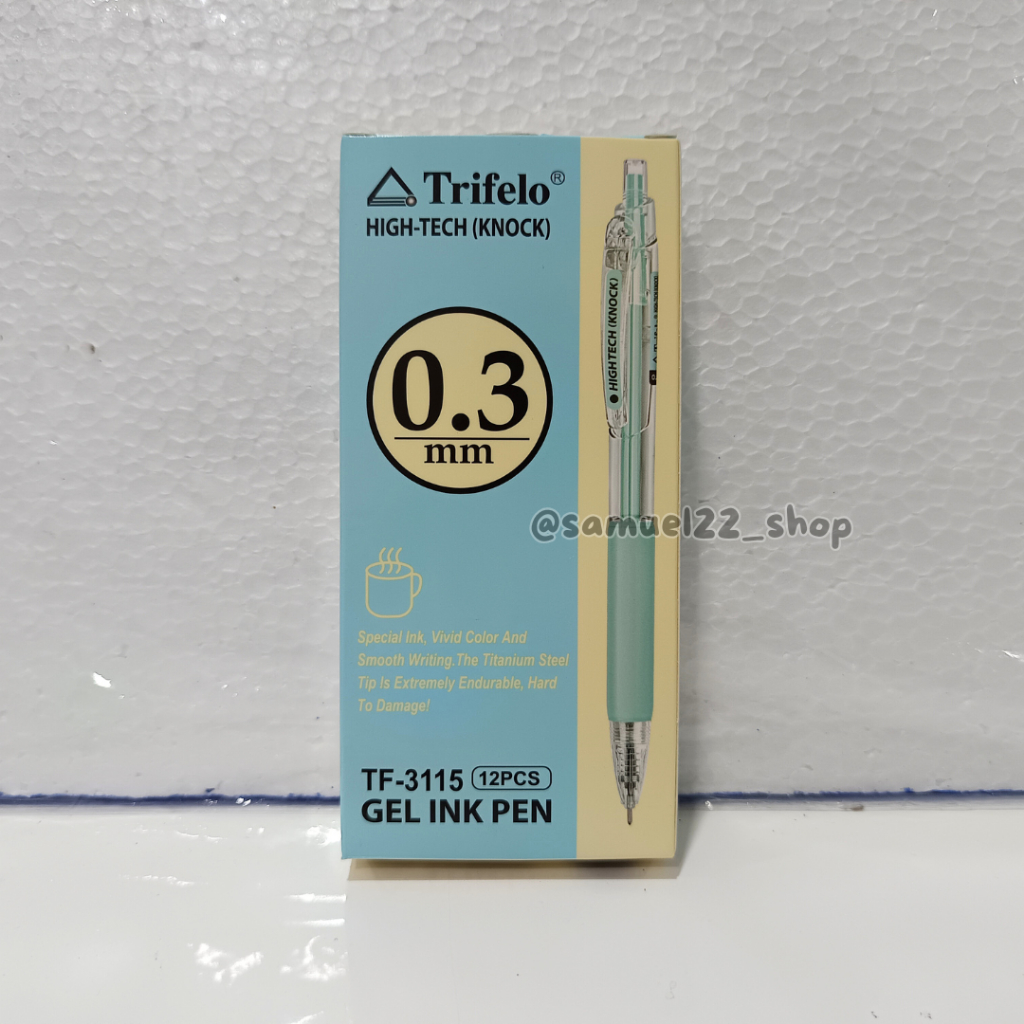 

Pulpen TRIFELO High-Tech Knock TF-3115 Gel Pen Retractable 0.3mm Isi 12 pcs