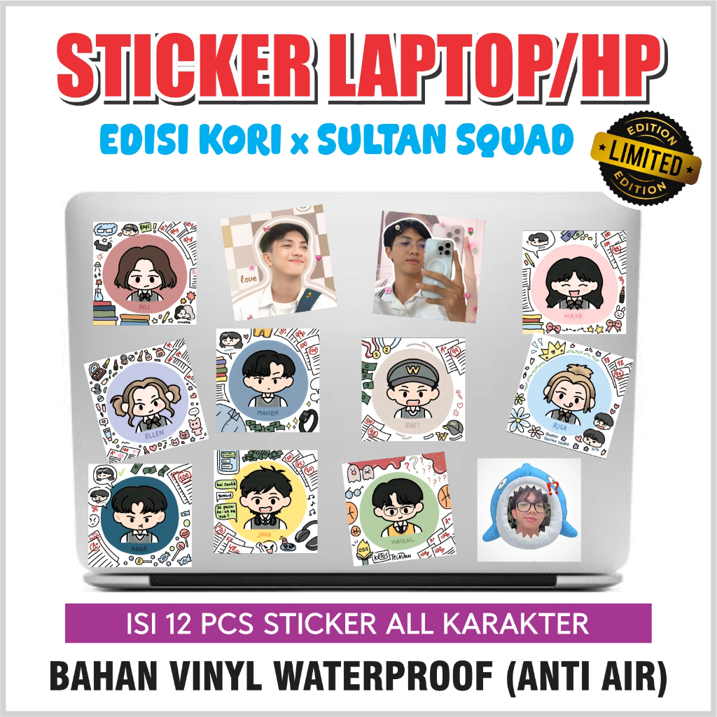 

Sticker Laptop Edisi Kartun Sultan Squad Saputra Kori bahan Vinyl Anti Air Laminasi Matte